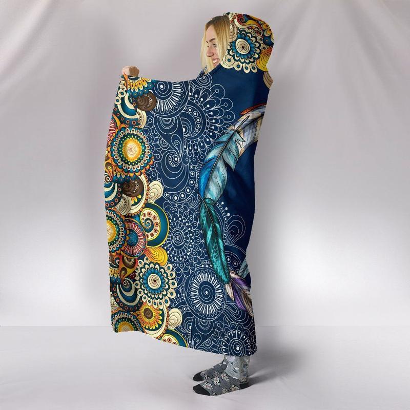 Blanket Hoodie - Peace Mandala Yellow Blue