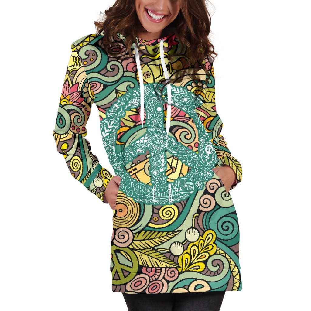 Dress Hoodie - Peace Hippie Green