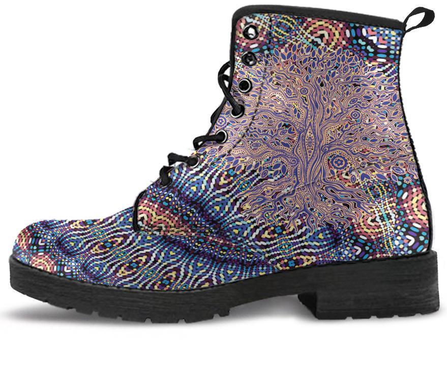 Leather Boots - Abstract Tree Of Life