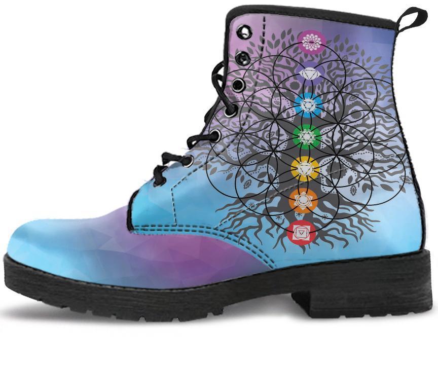 Leather Boots - Chakra Tree Of Life