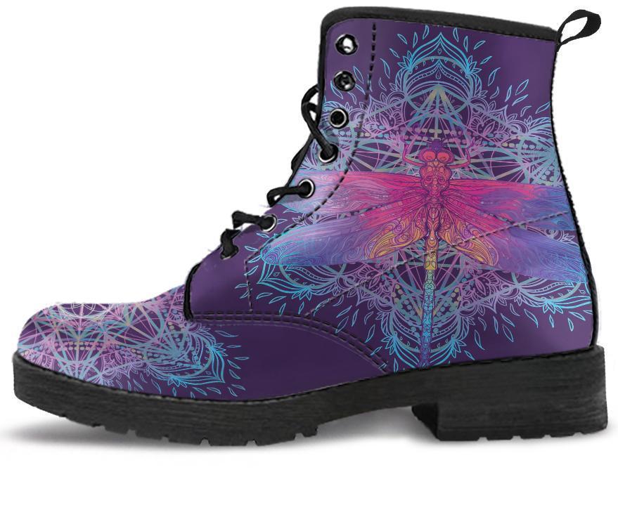 Leather Boots - Dragonfly Mandala