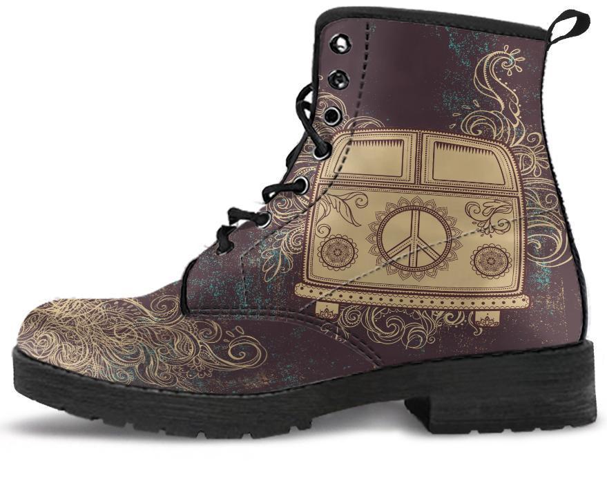 Leather Boots - Hippie Brown Bus