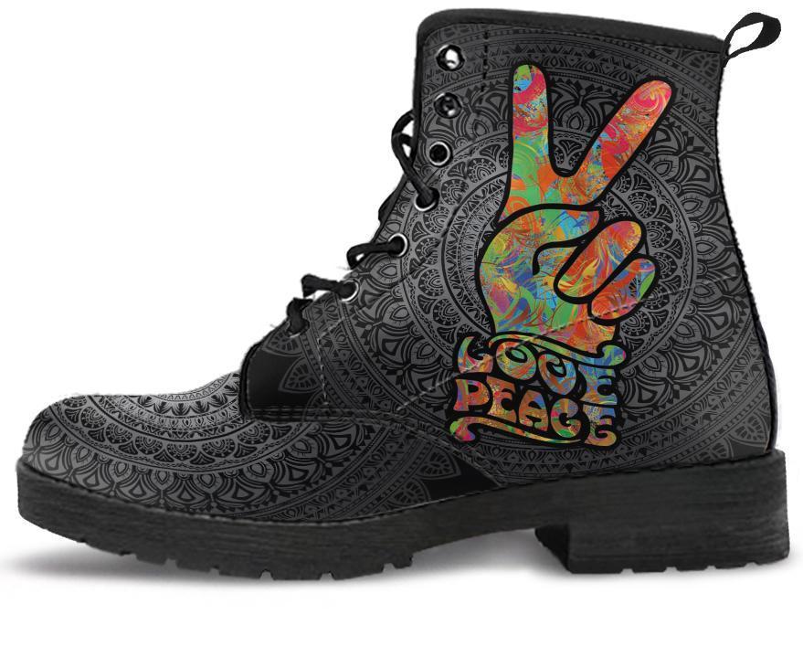 Leather Boots - Love And Peace