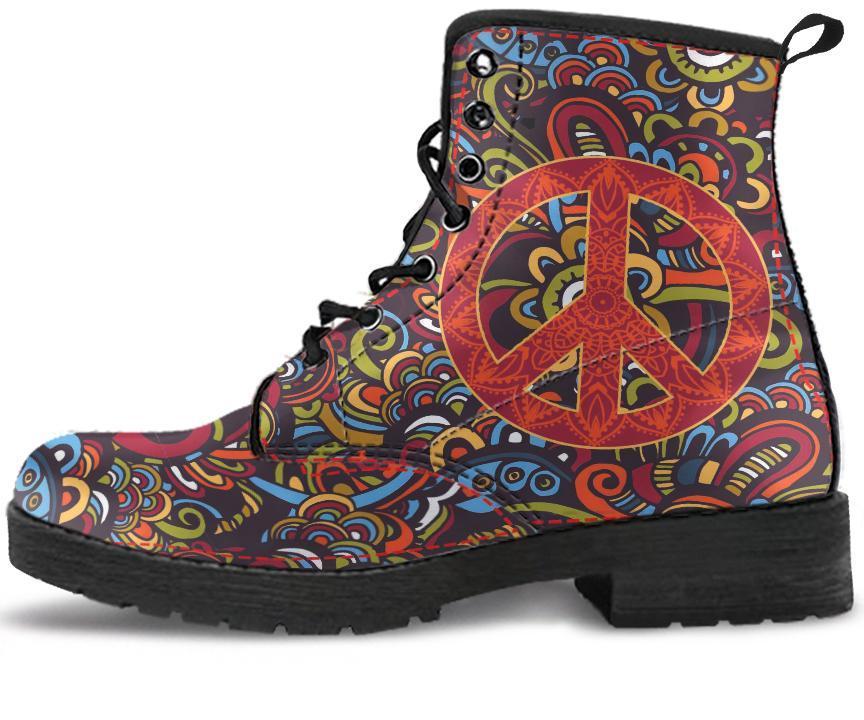 Leather Boots - Red Peace Henna