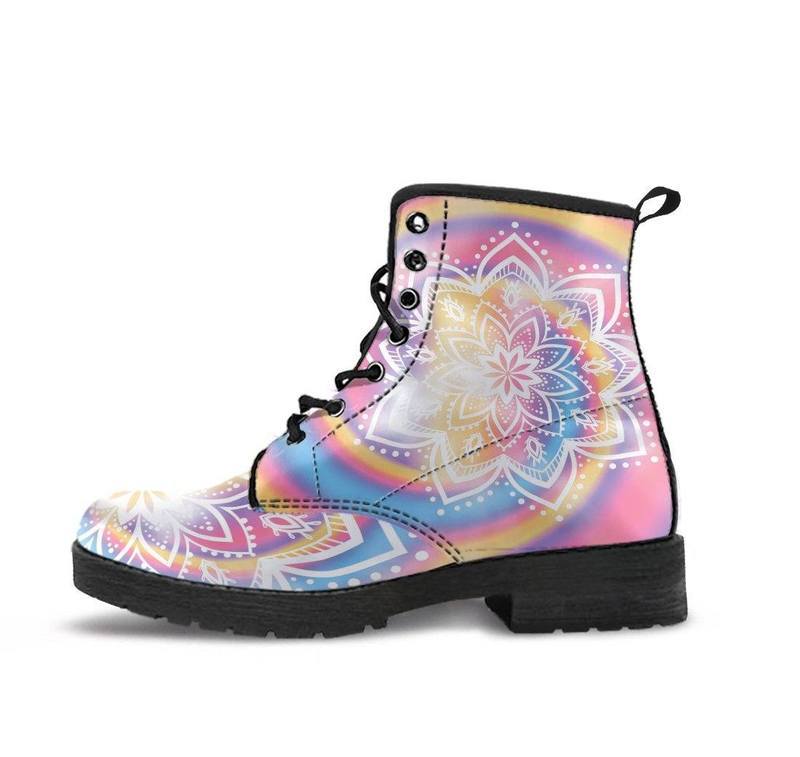 Leather Boots - Tie Dye Mandala