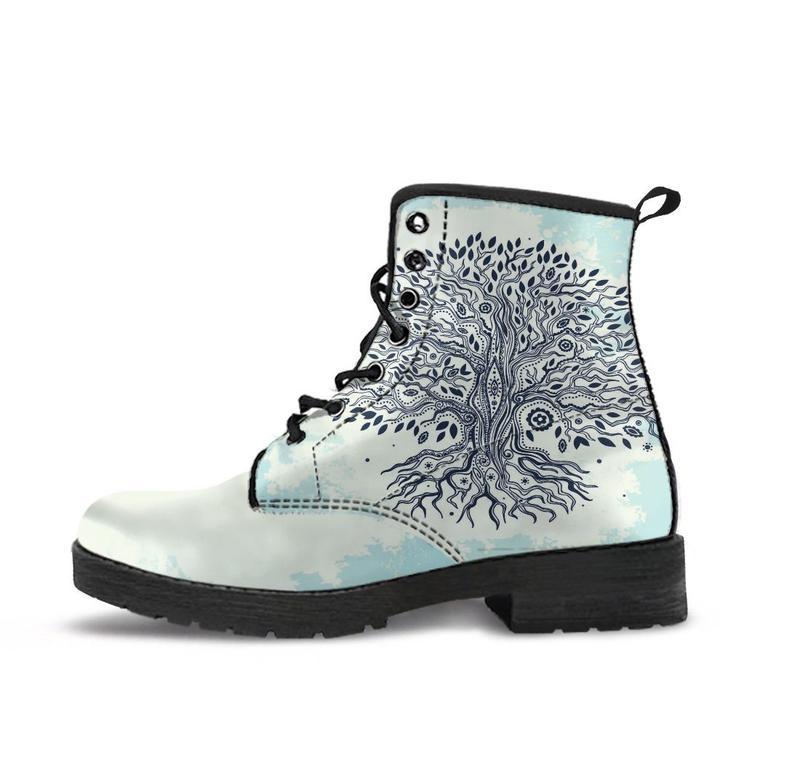 Leather Boots - White Tree Of Life