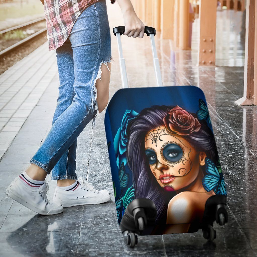 Luggage Covers - Calavera Girl Blue