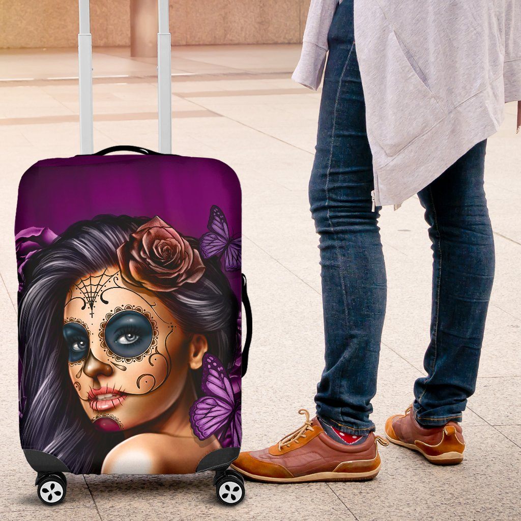 Luggage Covers - Calavera Girl Purple
