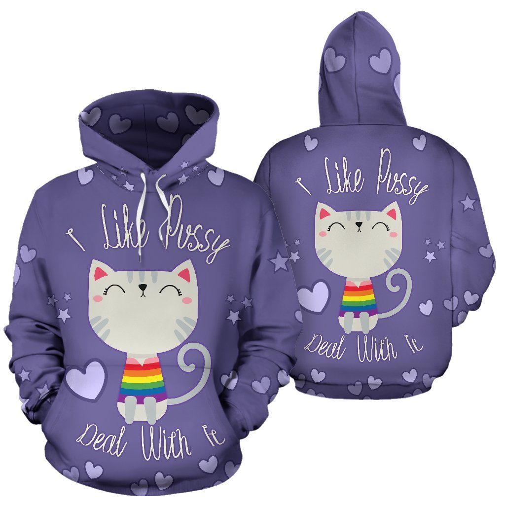Pullover Hoodies - I Like Pussy Deal With It