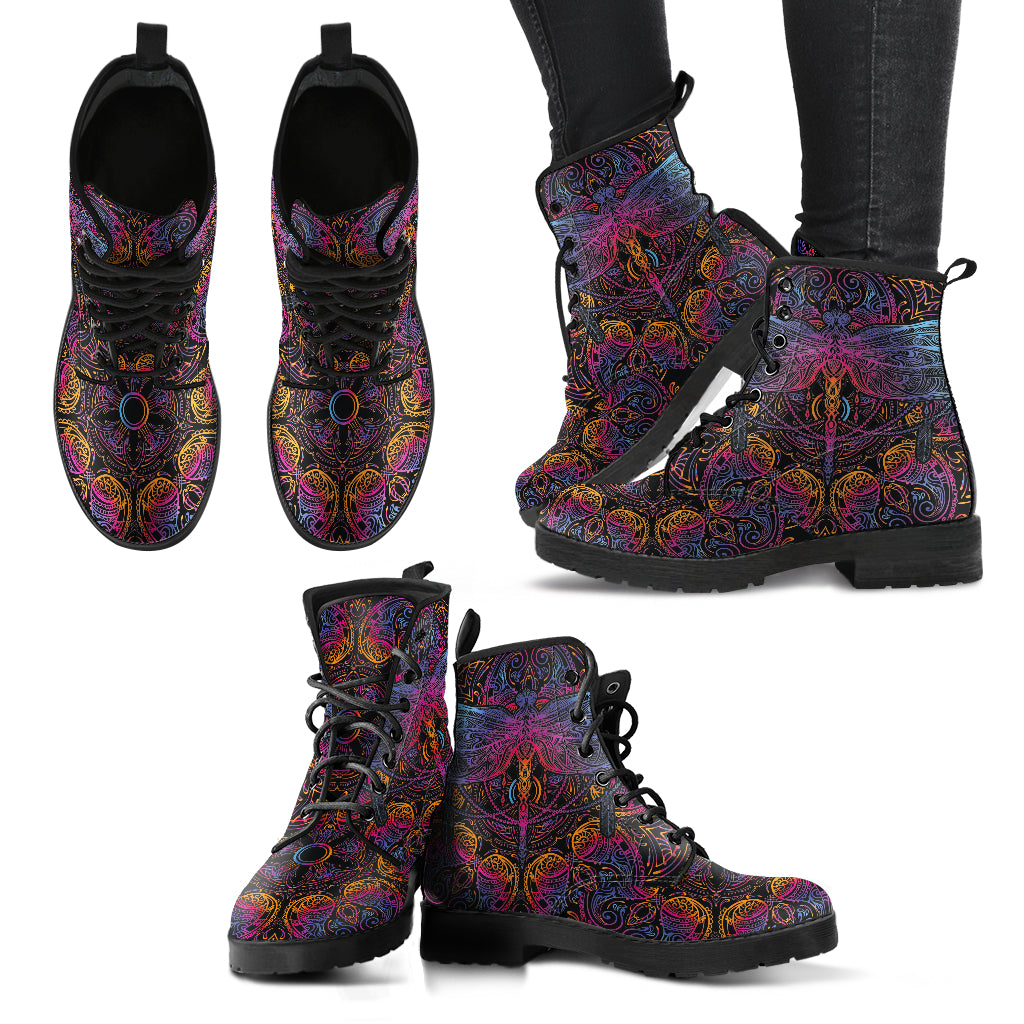 Mandala Dragonfly Women's Leather Boots