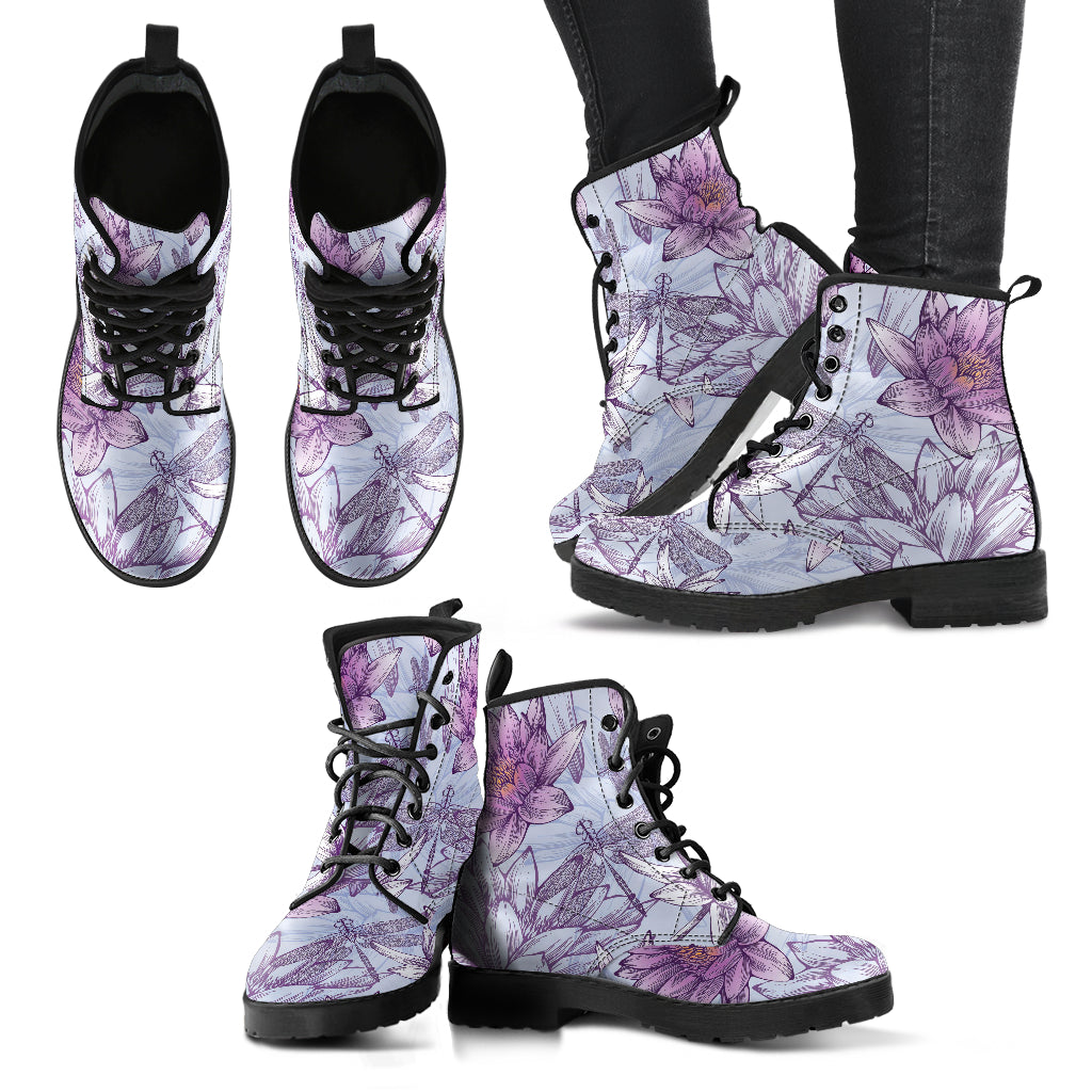 Dragonfly Lotus Women's Leather Boots
