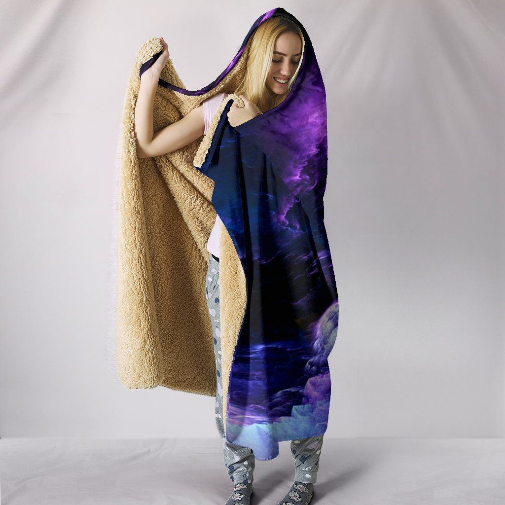 Blanket Hoodie - Black Purple Galaxy