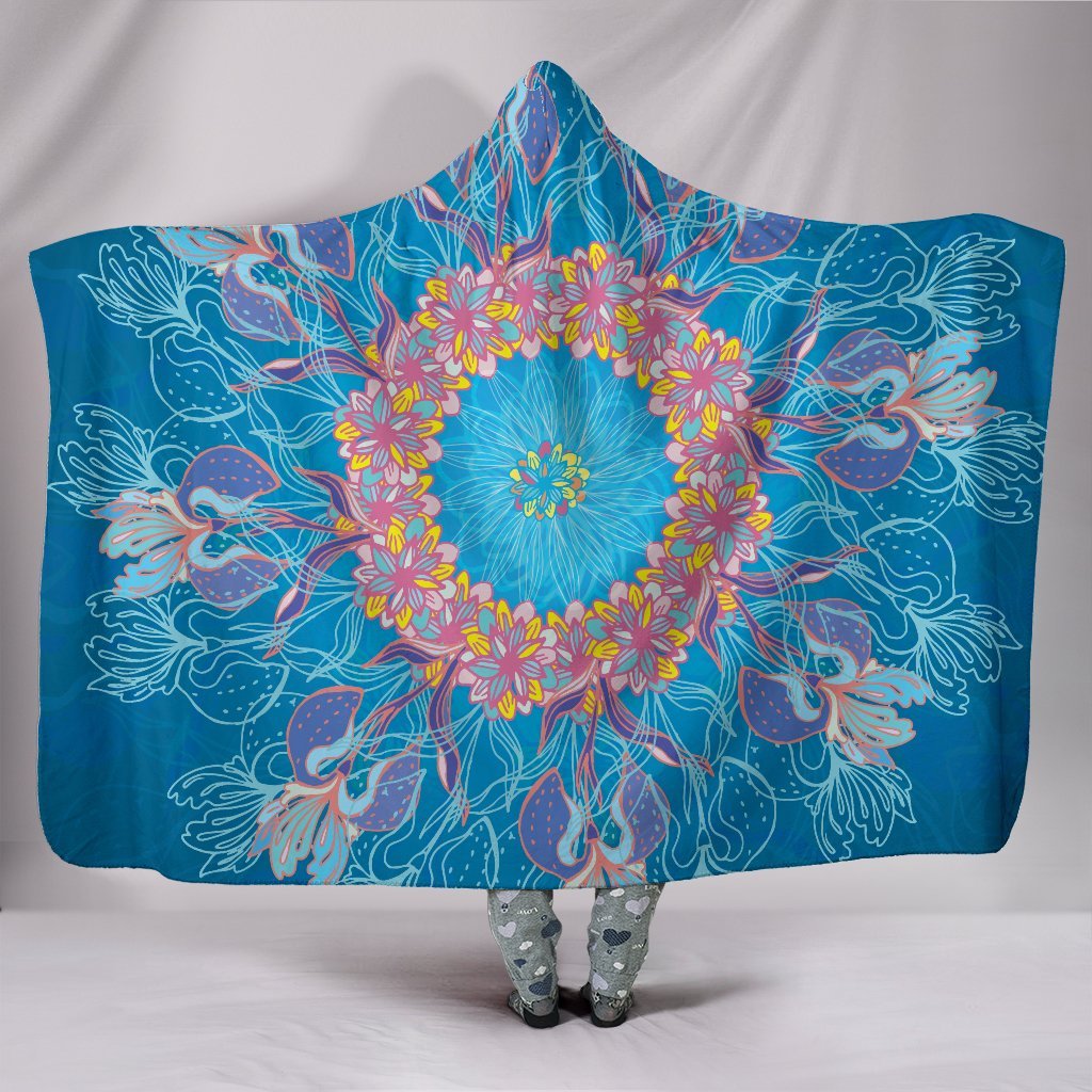 Blanket Hoodie - Flower Cosmic Blue