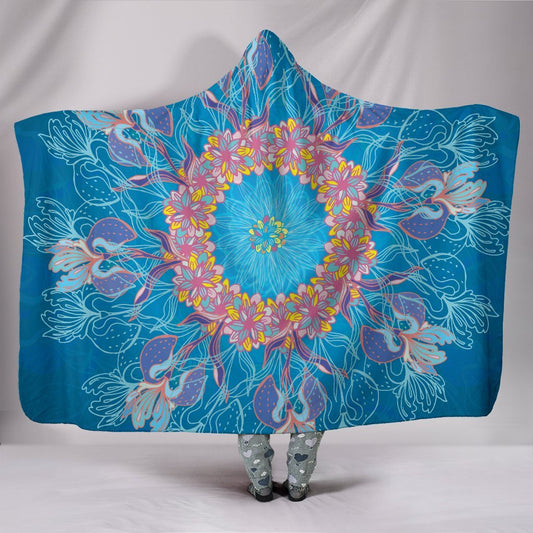 Blanket Hoodie - Flower Cosmic Blue