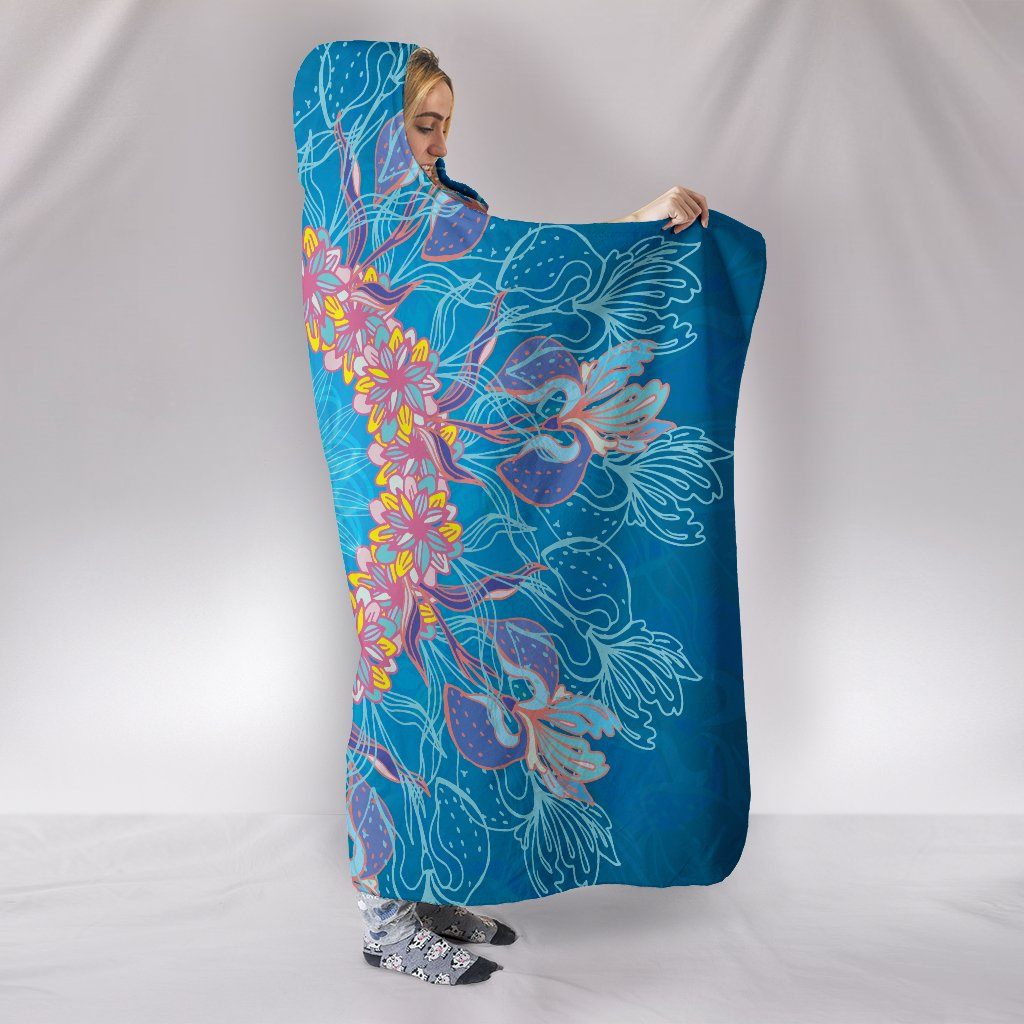 Blanket Hoodie - Flower Cosmic Blue