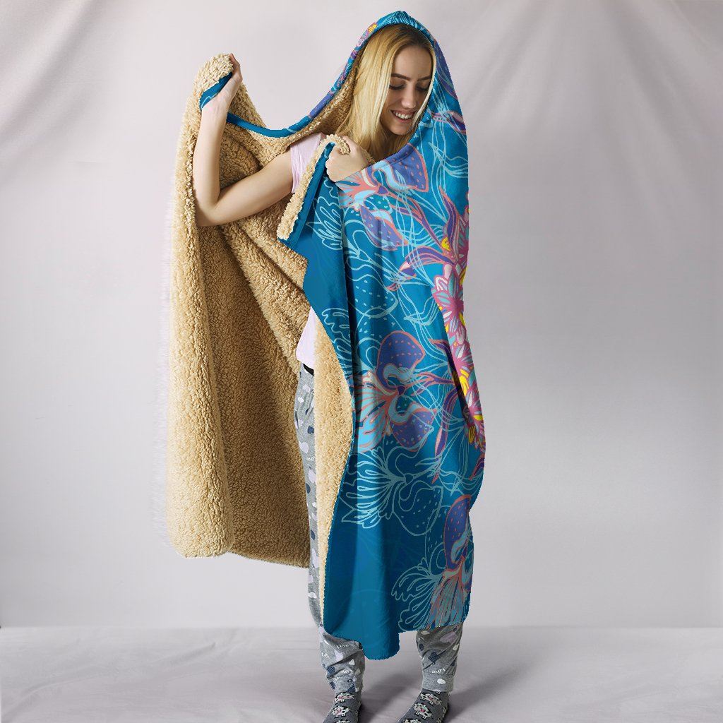 Blanket Hoodie - Flower Cosmic Blue