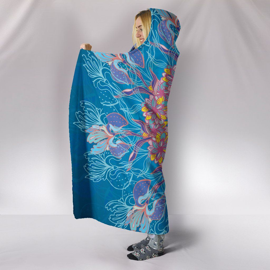 Blanket Hoodie - Flower Cosmic Blue