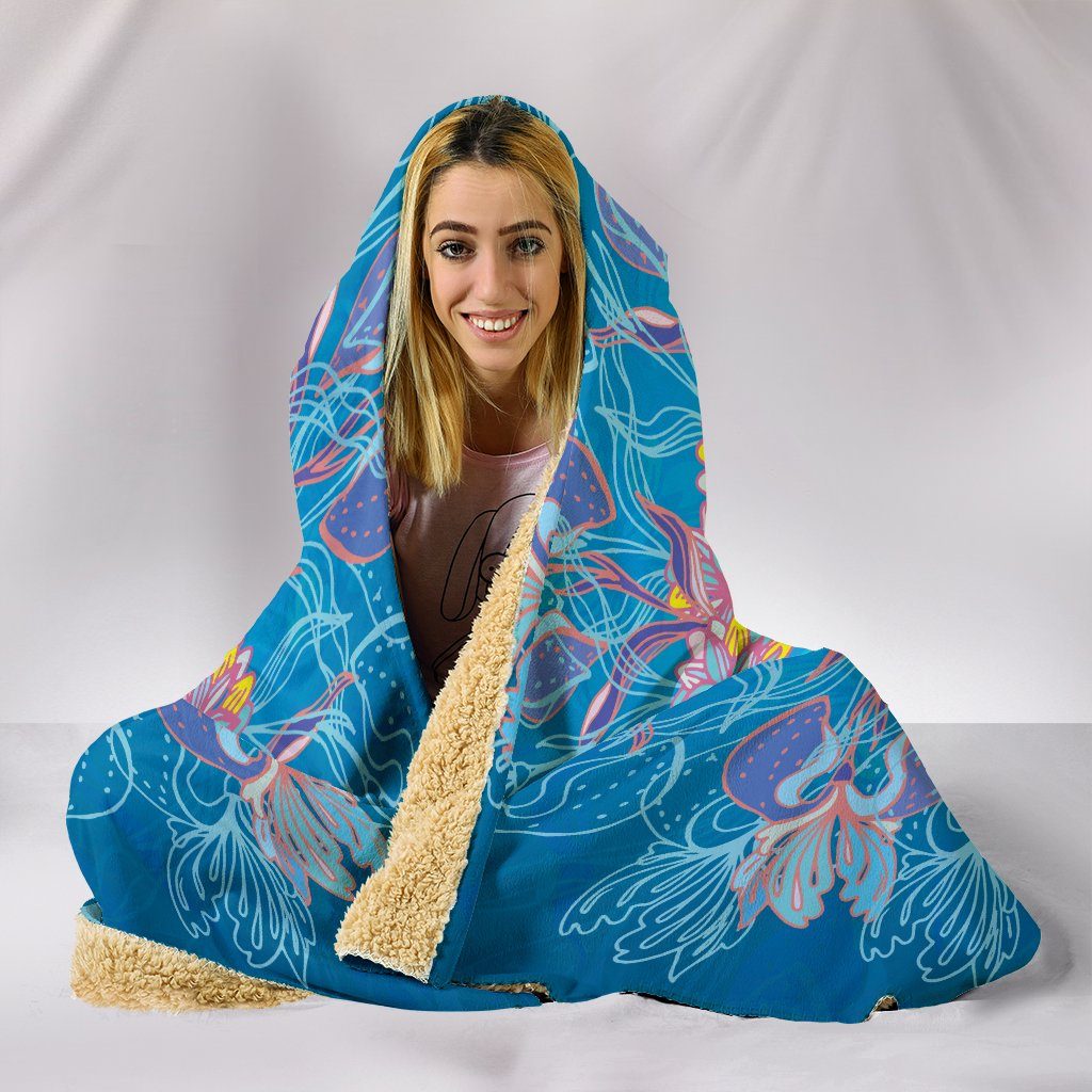 Blanket Hoodie - Flower Cosmic Blue