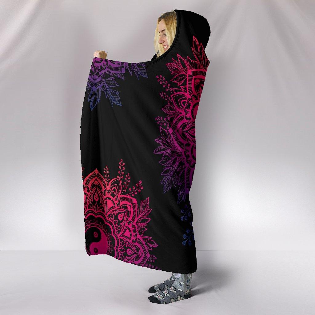 Blanket Hoodie - Mandala Yin Yang Pink Black