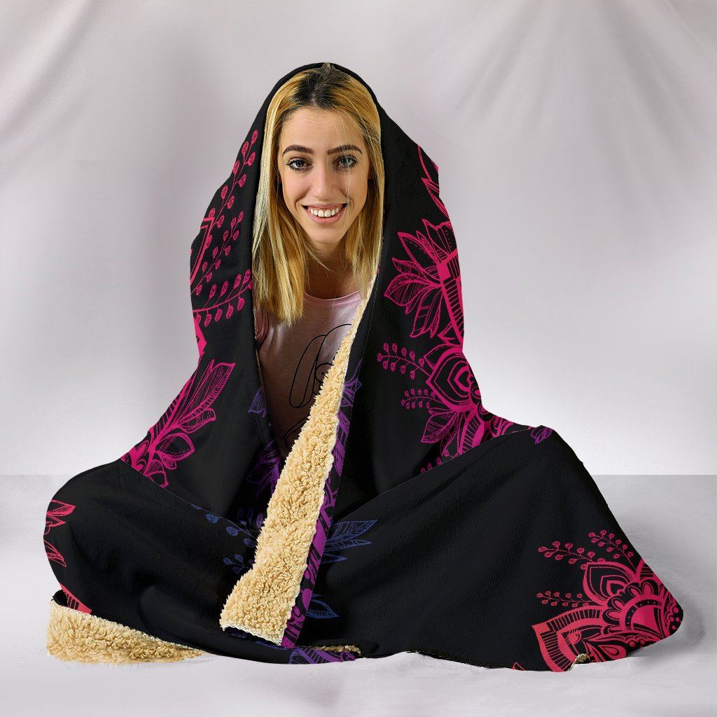 Blanket Hoodie - Mandala Yin Yang Pink Black