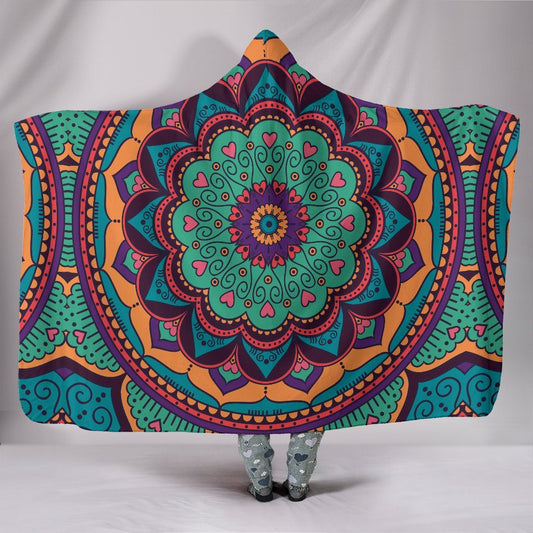 Blanket Hoodie - Mandala Yoga Blue Green