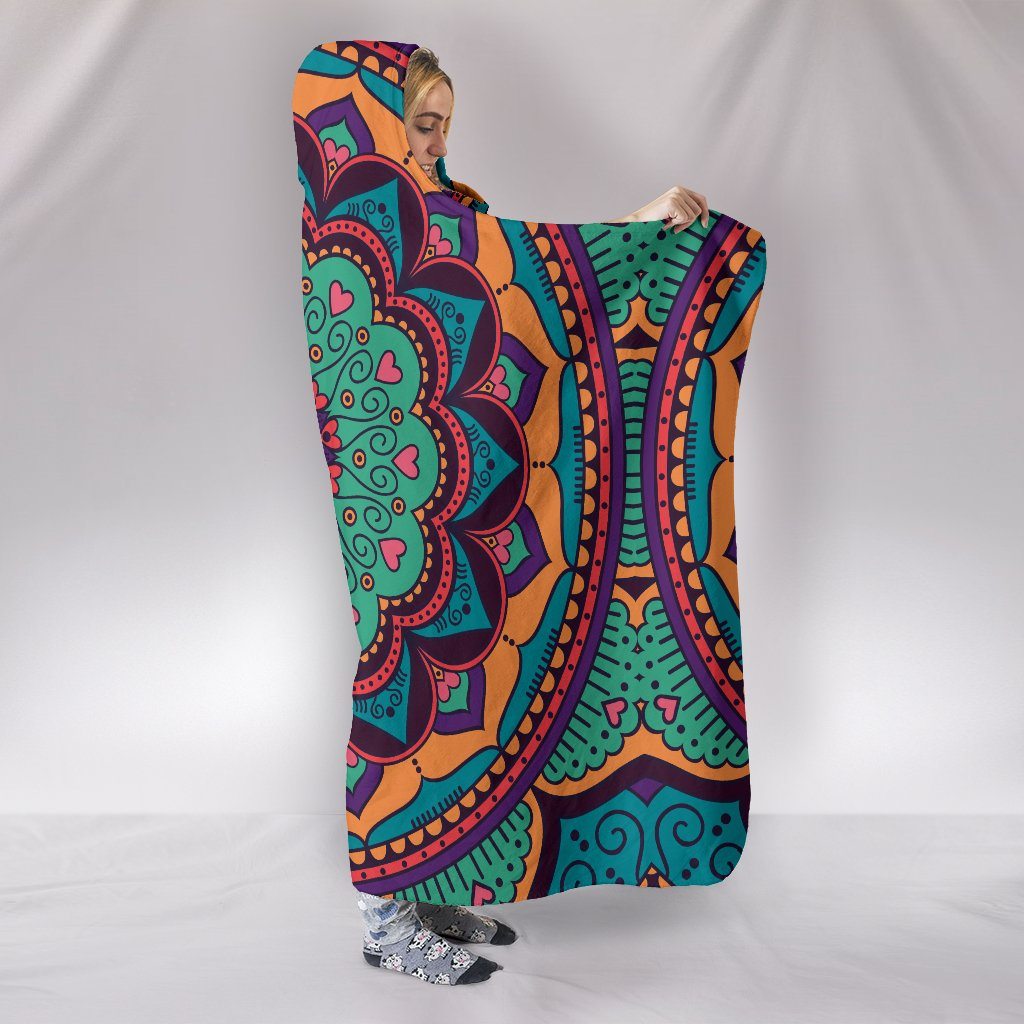 Blanket Hoodie - Mandala Yoga Blue Green