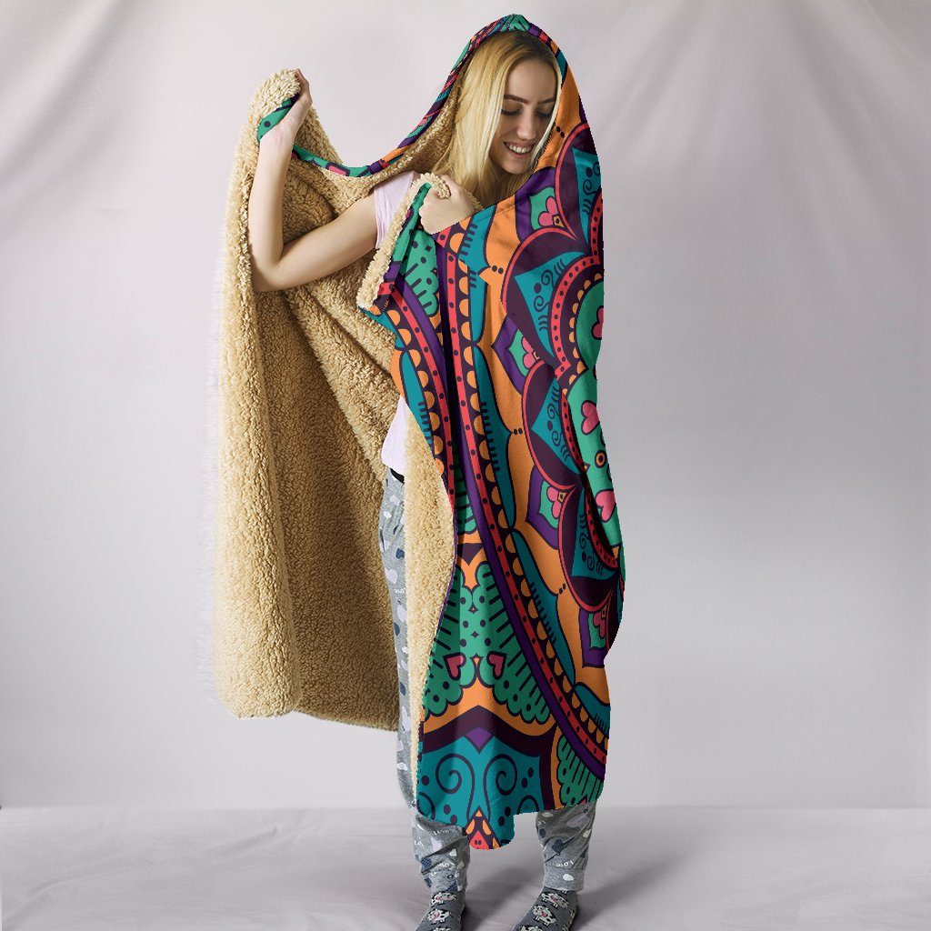 Blanket Hoodie - Mandala Yoga Blue Green