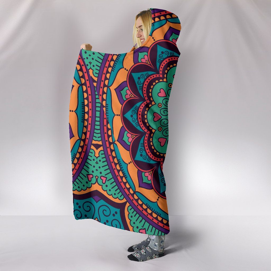 Blanket Hoodie - Mandala Yoga Blue Green