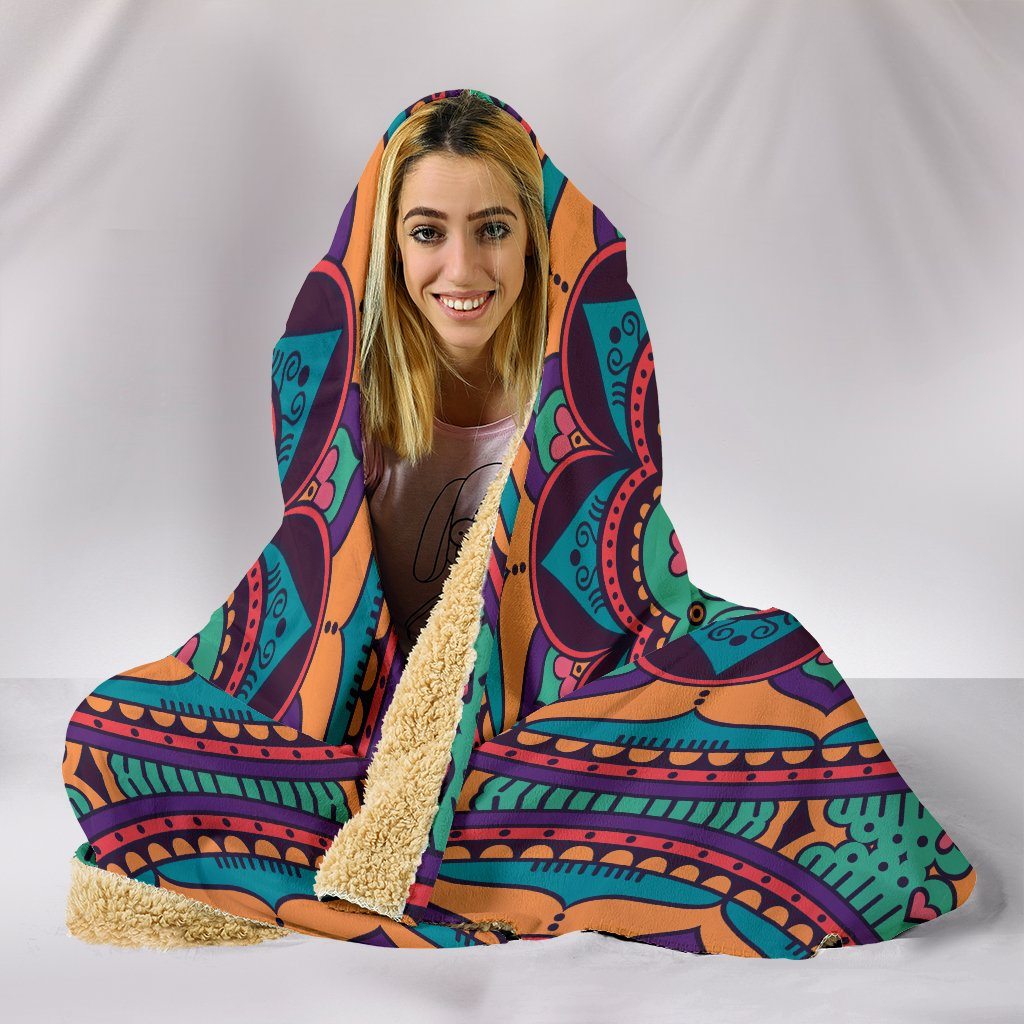 Blanket Hoodie - Mandala Yoga Blue Green