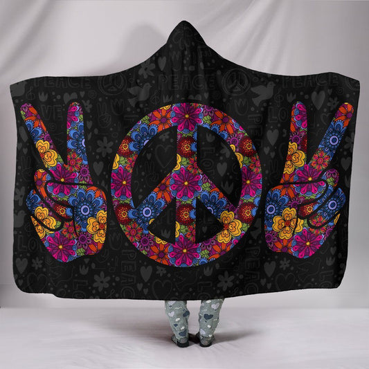 Blanket Hoodie - Peace Black