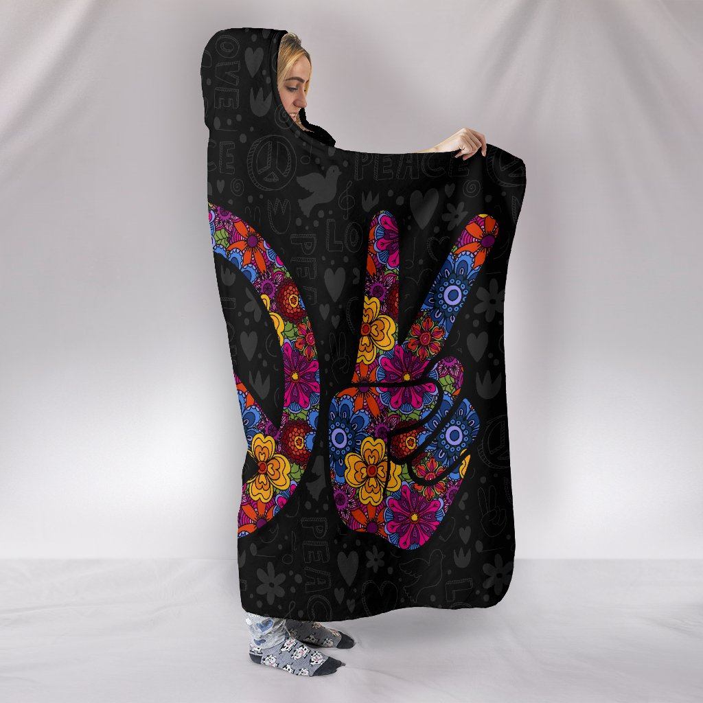 Blanket Hoodie - Peace Black