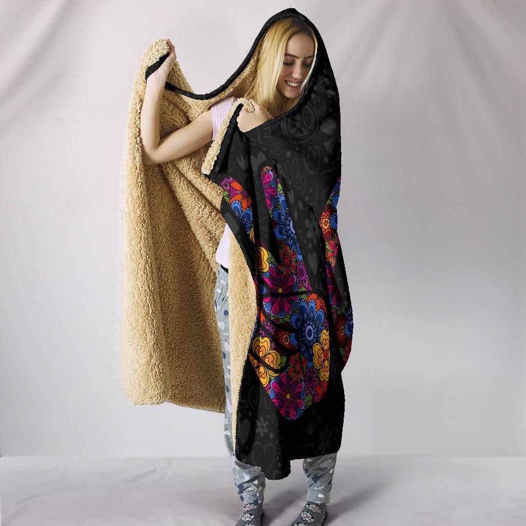 Blanket Hoodie - Peace Black