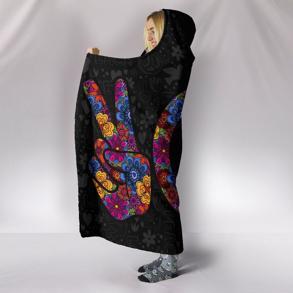 Blanket Hoodie - Peace Black