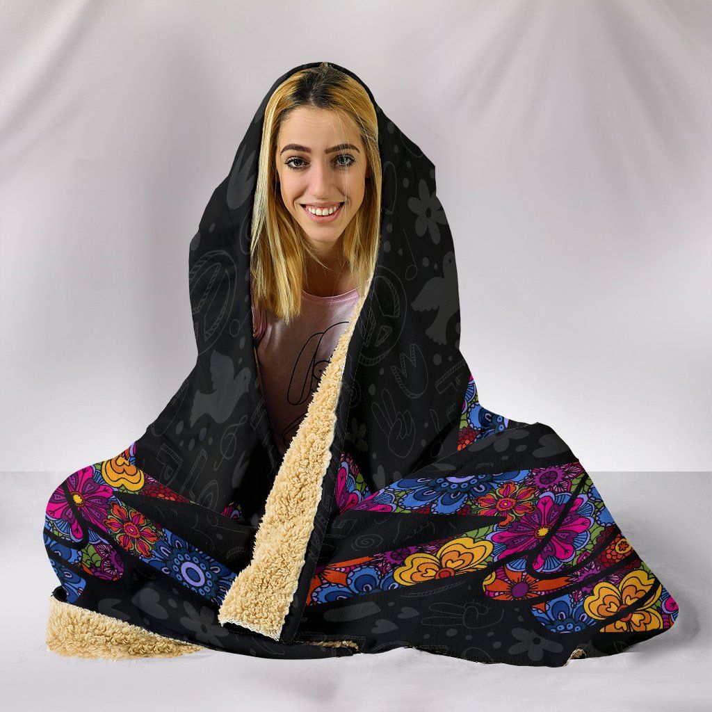 Blanket Hoodie - Peace Black