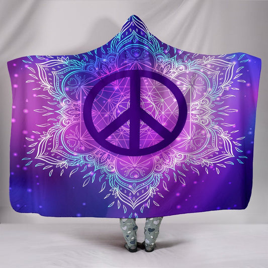 Blanket Hoodie - Peace Mandala Purple Blue