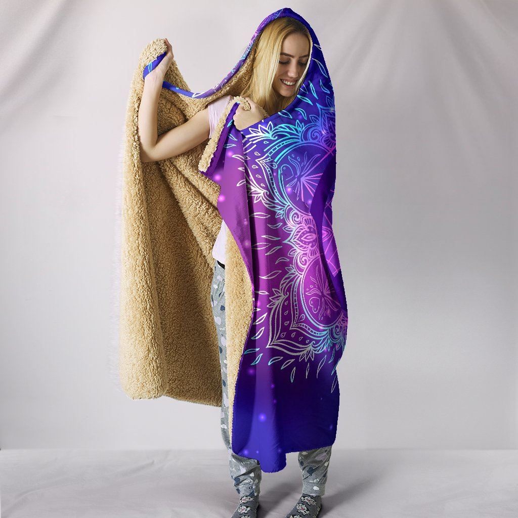 Blanket Hoodie - Peace Mandala Purple Blue