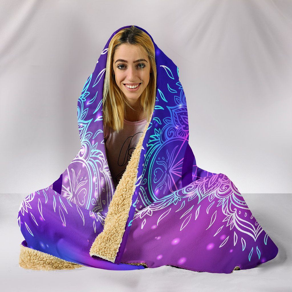 Blanket Hoodie - Peace Mandala Purple Blue