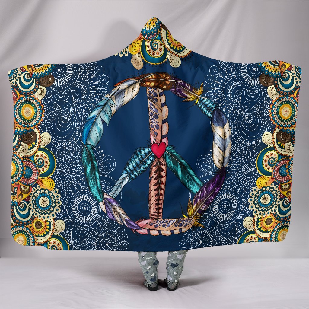 Blanket Hoodie - Peace Mandala Yellow Blue