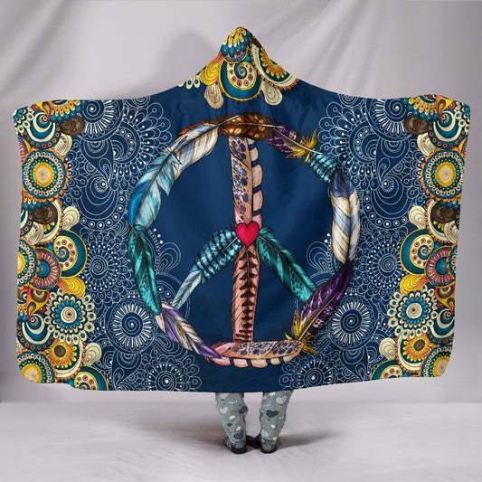 Blanket Hoodie - Peace Mandala Yellow Blue