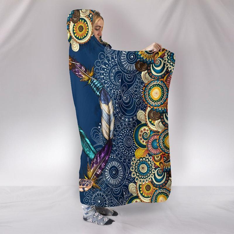 Blanket Hoodie - Peace Mandala Yellow Blue