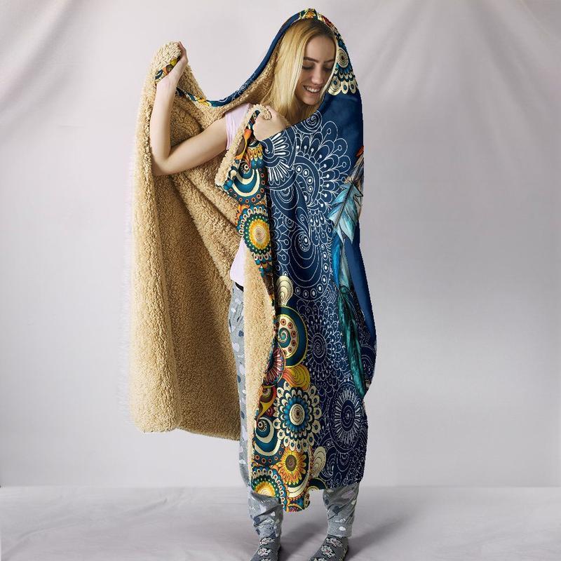 Blanket Hoodie - Peace Mandala Yellow Blue