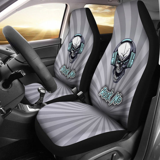 Car Seat Cover - Rock Me And Music Freaks Skull