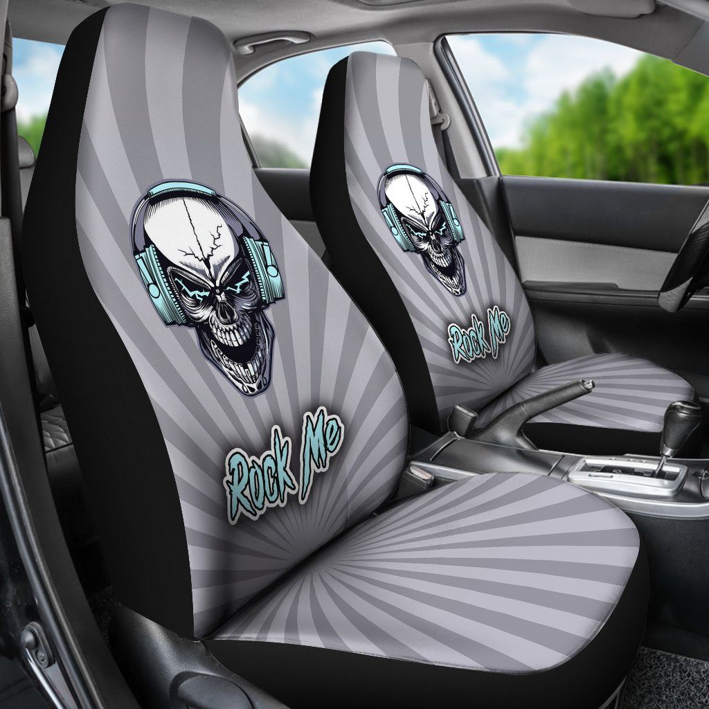 Car Seat Cover - Rock Me And Music Freaks Skull