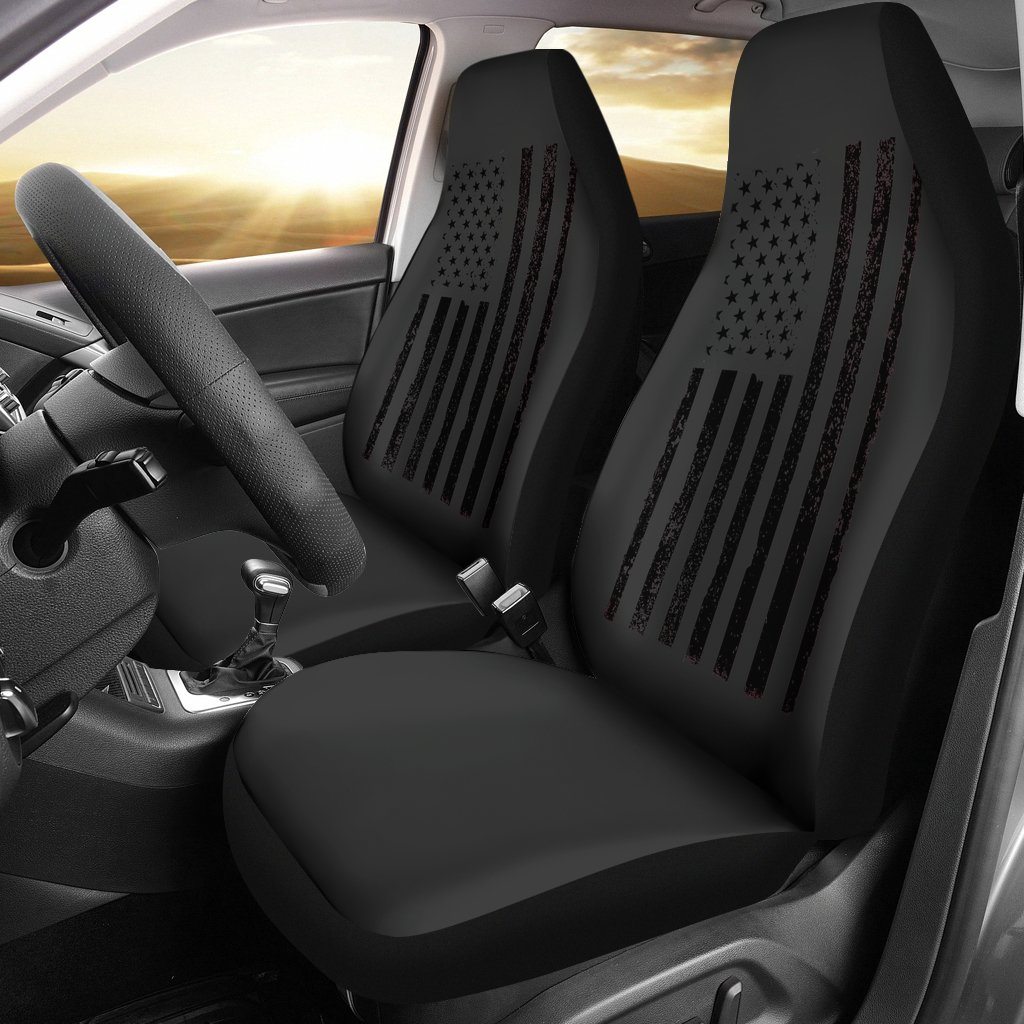 Car Seat Cover - USA Flag Black