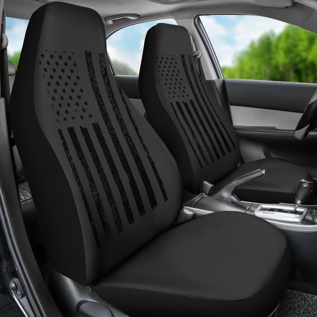 Car Seat Cover - USA Flag Black