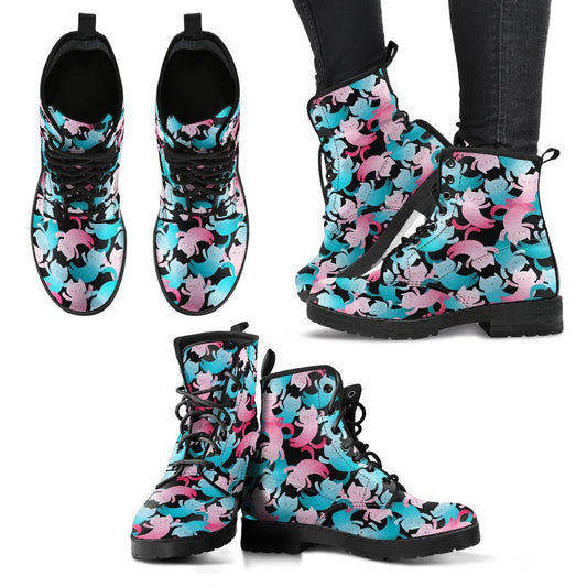 Cat Pattern Women's Leather Boots