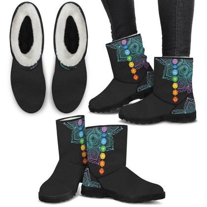 Chakra Mandala Faux Fur Boots