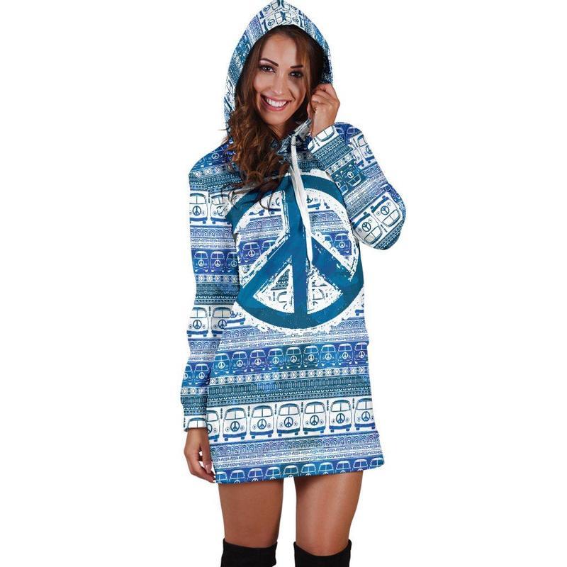 Dress Hoodie - Boho Peace Hippie Bus