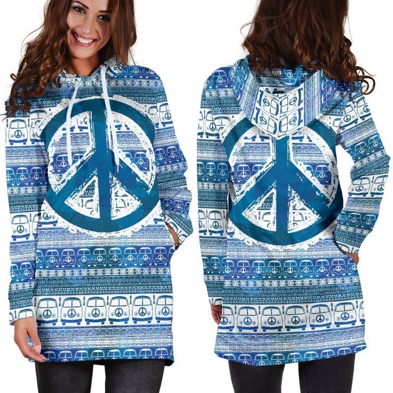 Dress Hoodie - Boho Peace Hippie Bus