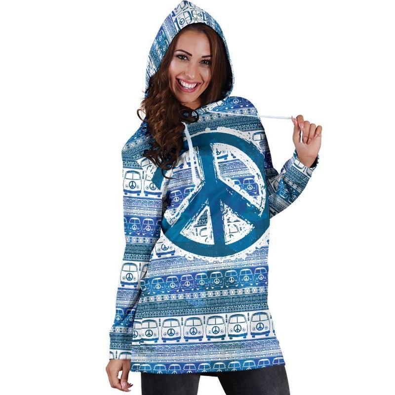 Dress Hoodie - Boho Peace Hippie Bus